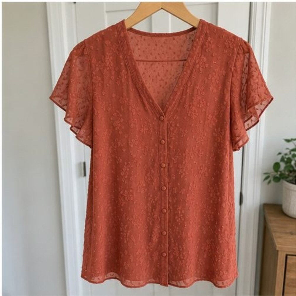 Rust Pleated Blouse
